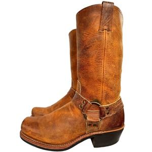 FRYE Vintage Harness 12R Brown Leather Biker Moto Motorcycle Boots 9.5